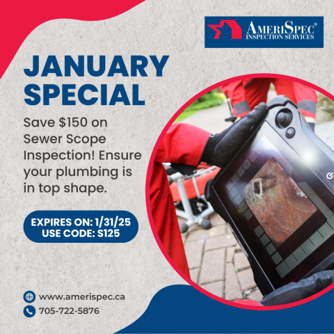 Save $150 on Sewer Scope Inspections this January with AmeriSpec Inspection Services—use code S125 before 1/31/25!